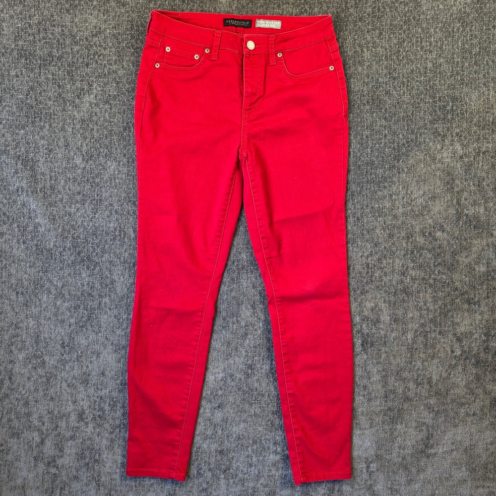 Aeropostale Red High Waisted Jegging Women Size 8 Regular Skinny Stretch Pants